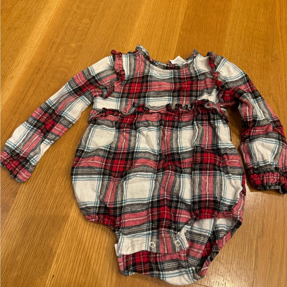 Okie Dokie Baby Girls Round Neck Long Sleeve Bodysuit Size 24mos plaid Christmas - Picture 1 of 8